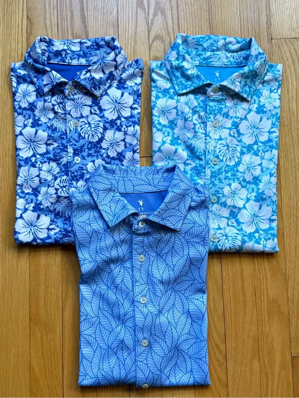 Lot 3 Fairway & Greene Men’s Short Sleeve Performance Button Medium Floral USA